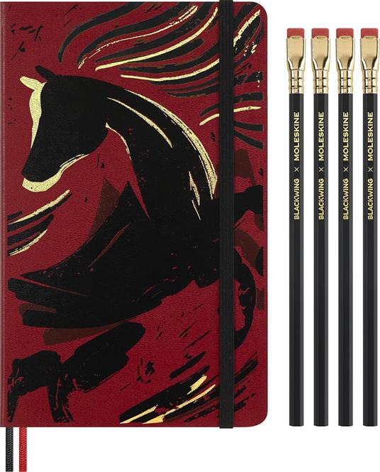 Cofanetto Moleskine a Tema Anno del cavallo. Taccuino e 4 matite Blackwing con scatola regalo - 4