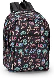COMIX, ZAINO ORGANIZZATO ALLOVER NEON Unisex-Bambini e ragazzi, Nero, Medio